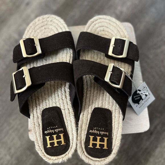 Haute Hippie Nikki Brown Buckle Sandals- Size 9 - Picture 3 of 6